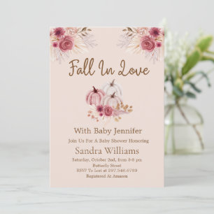 Invitation Tombez Amoureux Boho Rose Citrouille Automne Baby