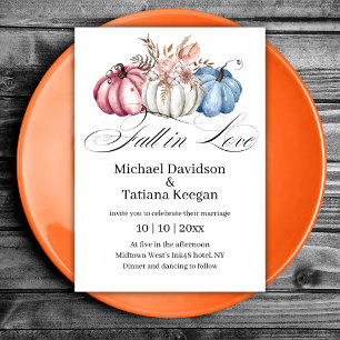 Invitation Tombez amoureux Citrouilles aquarelle Mariage d'au