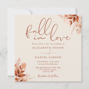 Invitation Tombez Amoureux Code QR Floral Automnal Mariage