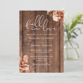 Invitation Tombez Amoureux Code QR Floral en Bois Rustique de (Debout devant)