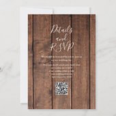 Invitation Tombez Amoureux Code QR Floral en Bois Rustique de (Dos)
