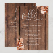 Invitation Tombez Amoureux Code QR Floral en Bois Rustique de (Devant / Derrière)