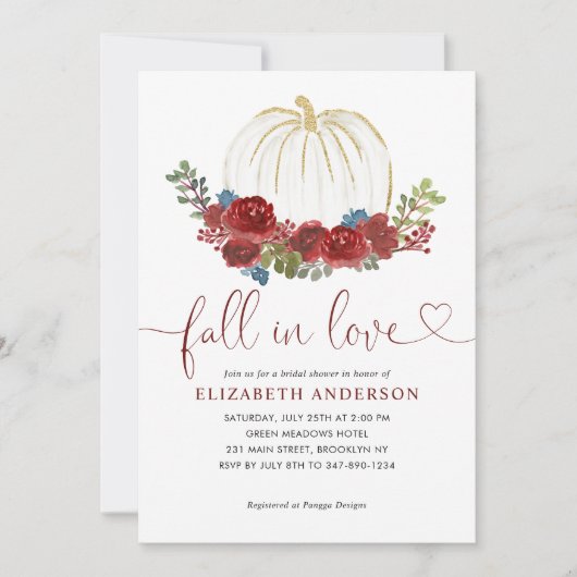 Invitation Tombez amoureux de la douche de mariée florale de (Devant)