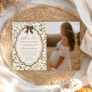Invitation Tombez amoureux de la photo de Baby Shower Floral