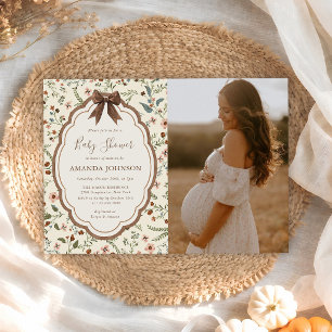 Invitation Tombez amoureux de la photo de Baby Shower Floral