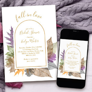 Invitation Tombez amoureux Élégante Baby Shower de feuilles d
