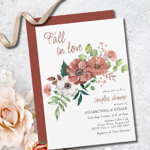 Invitation Tombez amoureux Fleurs d'automne Couple Douche