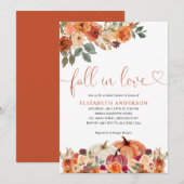 Invitation Tombez amoureux Floral Orange Citrouille Fête de m (Devant / Derrière)
