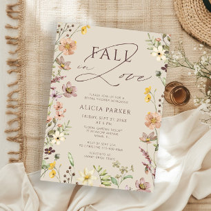 Invitation Tombez amoureux jardin floral beige Baby Shower