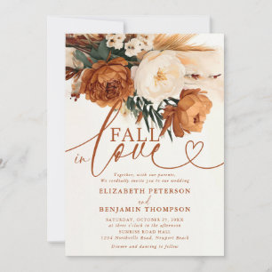 Invitation Tombez amoureux Mariage Bohème Rouille Orange Brûl