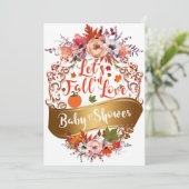 Invitation Tombons amoureux BABY SHOWER floral d'automne (Debout devant)