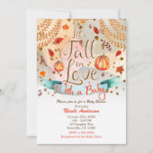 Invitation Tombons dans l'amour Automne Baby shower Citrouill (Devant)