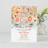 Invitation Tombons dans l'amour Automne Baby shower Citrouill (Debout devant)