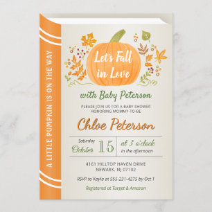 Invitation Tombons dans l'amour Baby shower d'automne saupoud