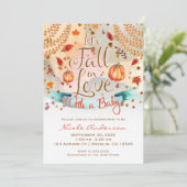 Invitation Tombons dans l'amour Baby shower Feuilles d'automn (Debout devant)