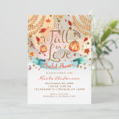 Invitation Tombons dans l'amour Fête des mariées Feuilles d'a (Debout devant)