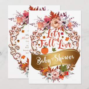 Invitation Tombons dans le BABY SHOWER floral d'automne