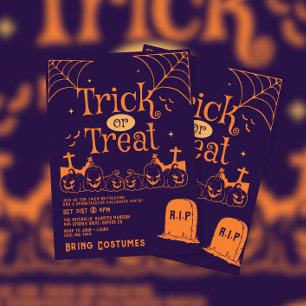 Invitation Tombstone Citrouille Trump ou Treat Halloween Part