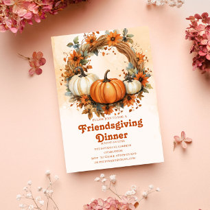 Invitation tomettes en terre cuite botanique tons Friendsgivi