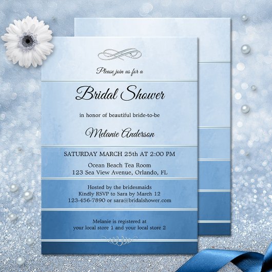 Invitation Tonalité Bleu Argent sur Fête des mariées Tone