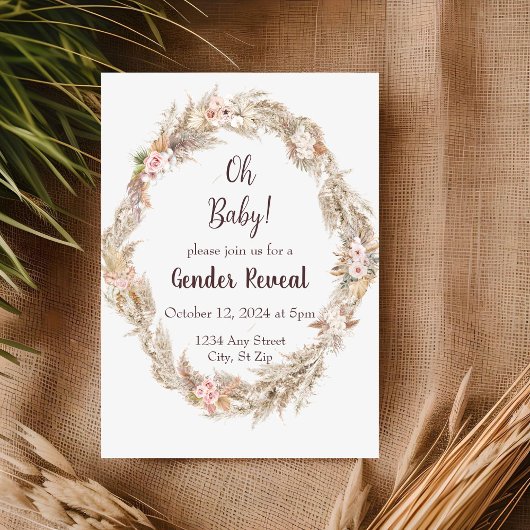 Invitation Tonalité neutre Boho Pampas Genre Reveillez Invita