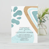 Invitation Tonalité Terre moderne Formes Mariage bleu clair B (Debout devant)