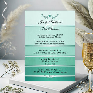 Invitation Tonalité verte argentée sur ton Mariage post-rayé