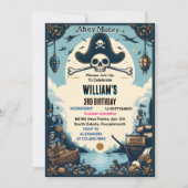 Invitation Tone Ship Enfants Cool Drapeau Bateau Pirate 3e an (Devant)