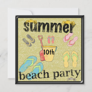 Invitation Tongs 10e Anniversaire Fête d'été de plage
