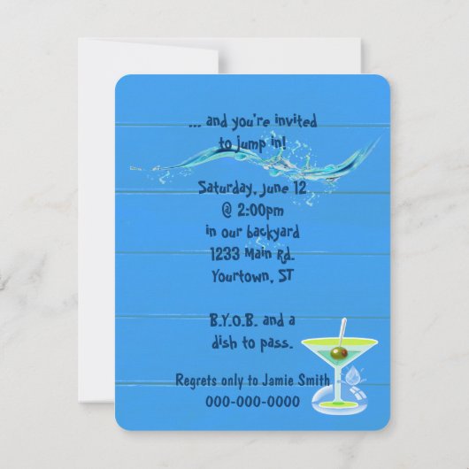 Invitation tongs avec serviette Pool Party (Dos)