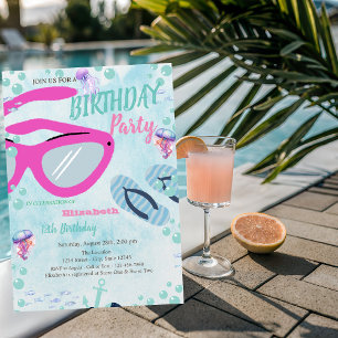Invitation Tongs en verre soleil Fête d'été de la mer