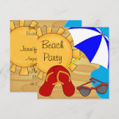 Invitation Tongs Lunettes de soleil Plage Fête d'anniversaire (Devant / Derrière)