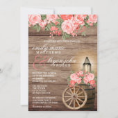 Invitation Tonneau en bois patiné et fleurs de corail (Devant)