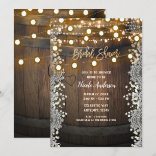 Invitation Tonneau en bois sculpté de coeurs lumineux pour un