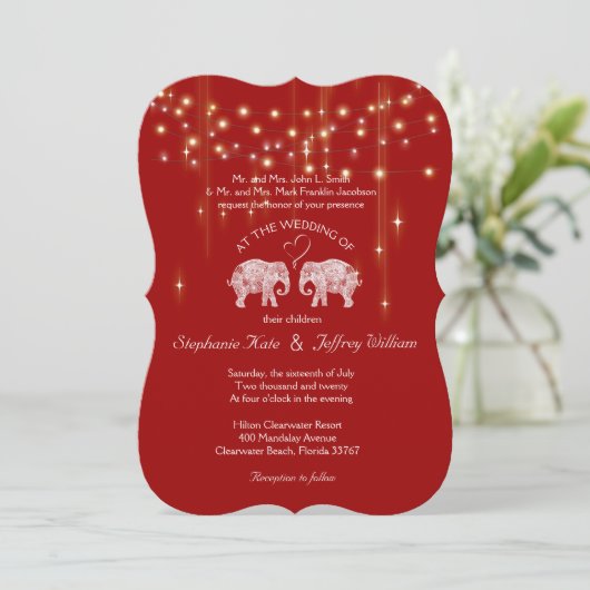Invitation TONNES D'AMOUR/Eléphant String Lumières Mariage In (Debout devant)