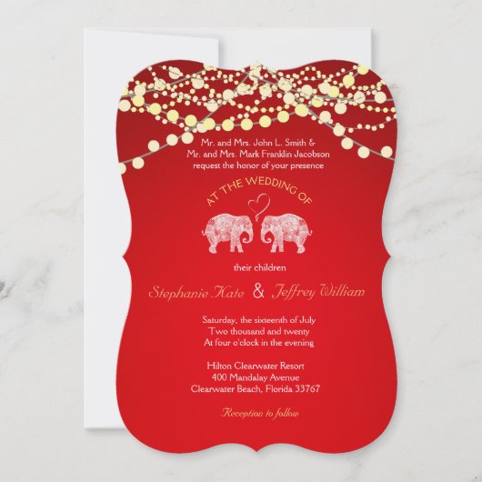 Invitation TONNES D'AMOUR/Eléphant String Lumières Mariage In (Devant)