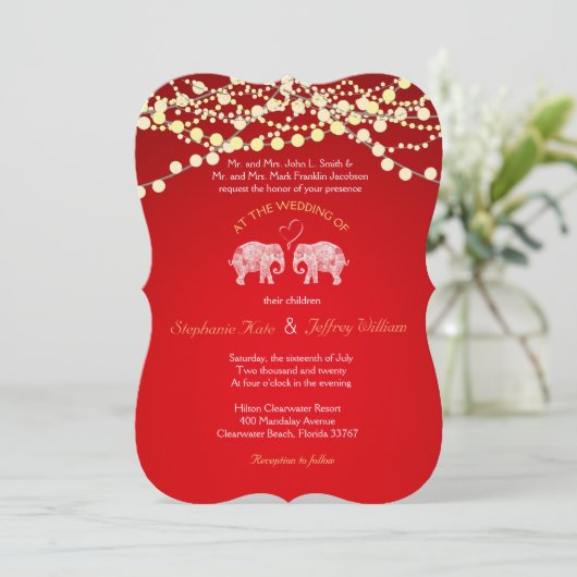 Invitation TONNES D'AMOUR/Eléphant String Lumières Mariage In (Debout devant)