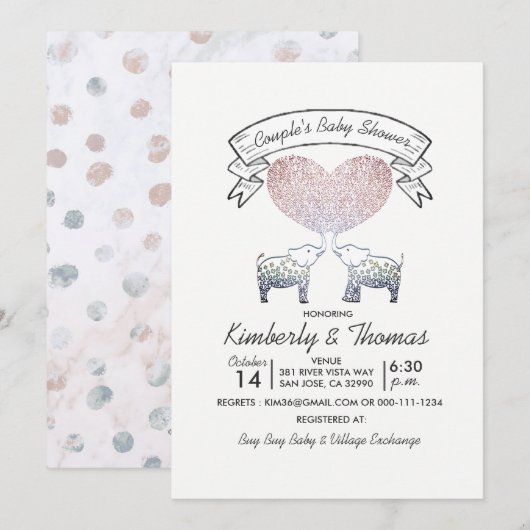 Invitation Tonnes d'amour Neutre Baby shower du couple (Devant / Derrière)