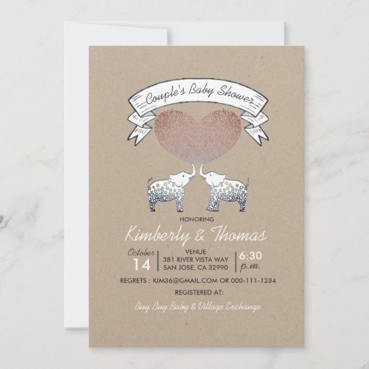 Invitation Tonnes d'amour Neutre Baby shower du couple (Devant)