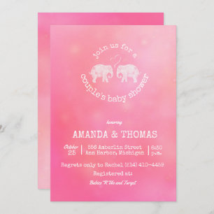 Invitation Tonnes de douche du bébé du couple de rose d'amour