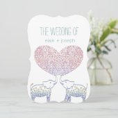 Invitation Tonnes mignonnes d'amour Elephant mariage coeur in (Debout devant)