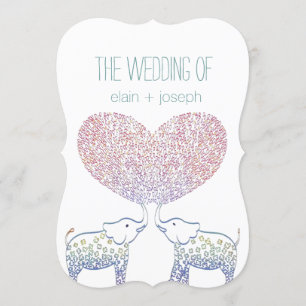 Invitation Tonnes mignonnes d'amour Elephant mariage coeur in