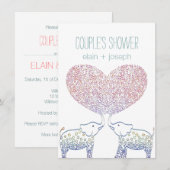 Invitation Tonnes mignonnes de DOUCHE de COUPLES d'éléphant (Devant / Derrière)