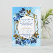 Invitation Tons d'aquarelle bleue Hydrangeas Couple Douche (Debout devant)