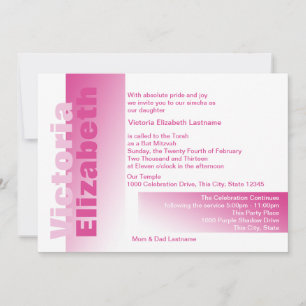 Invitation Tons de Bat mitzvah rose