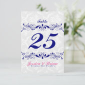 Invitation Tons de bleu royal élégants Broderie florale Dente (Debout devant)