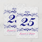 Invitation Tons de bleu royal élégants Broderie florale Dente (Devant / Derrière)