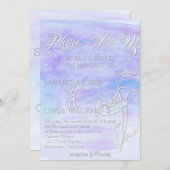 INVITATION TONS DE BLUES COULEUR D'EAU POPIES MARIAGE (Devant / Derrière)