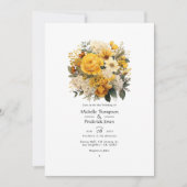 Invitation Tons de la Terre et Mariage Floral Jaune Canari (Devant)