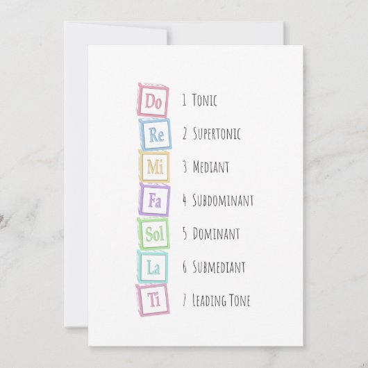 Invitation Tons de l'échelle Solfeggio Blocs musicaux pour bé (Devant)
